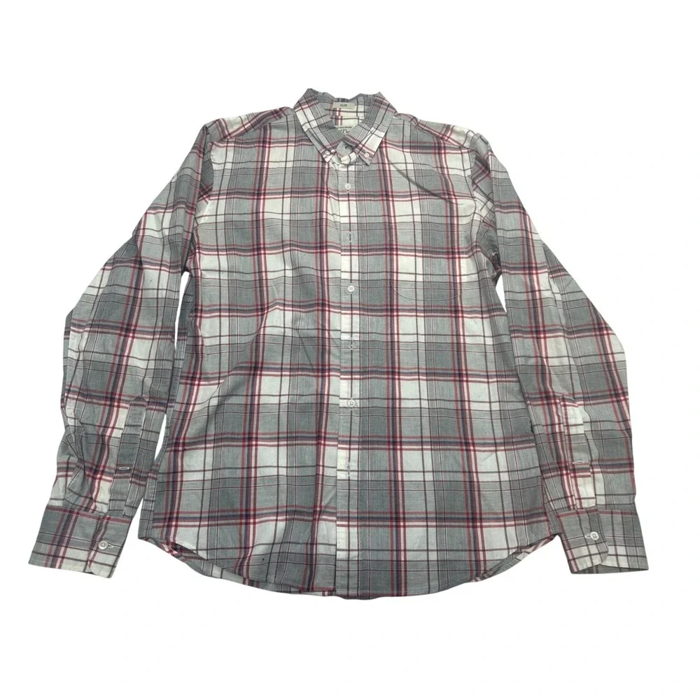 J. Crew plaid shirt Men's size Medium slim gray long-sleeve